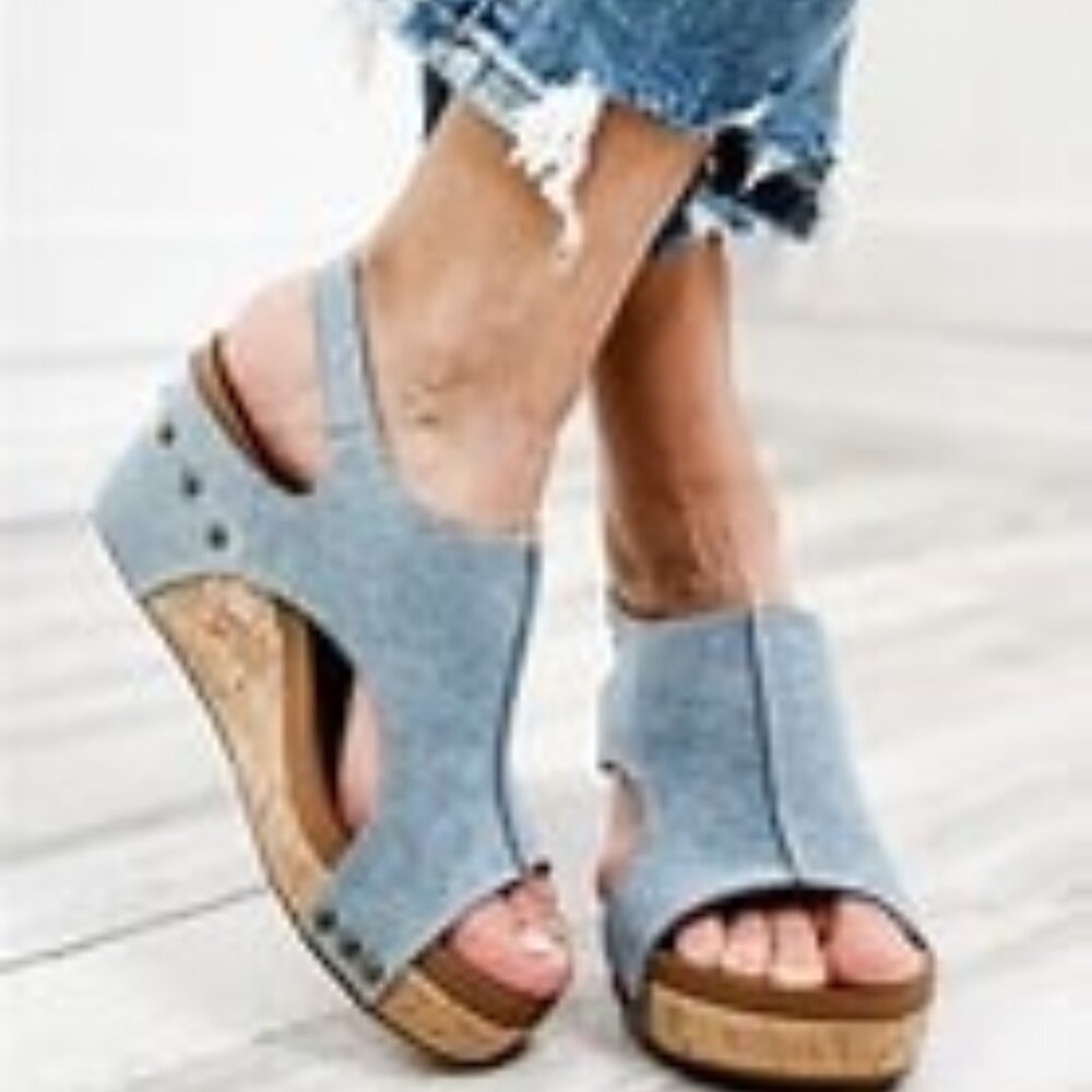 CARLEY BLUE DENIM WEDGE - NEW IN BOX